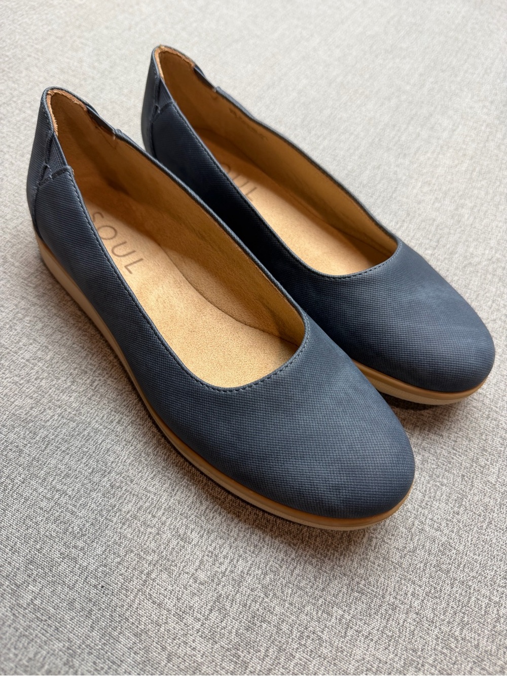 SOUL Naturalizer Idea Ballet Flats Navy Blue Slip On Wedge Shoes